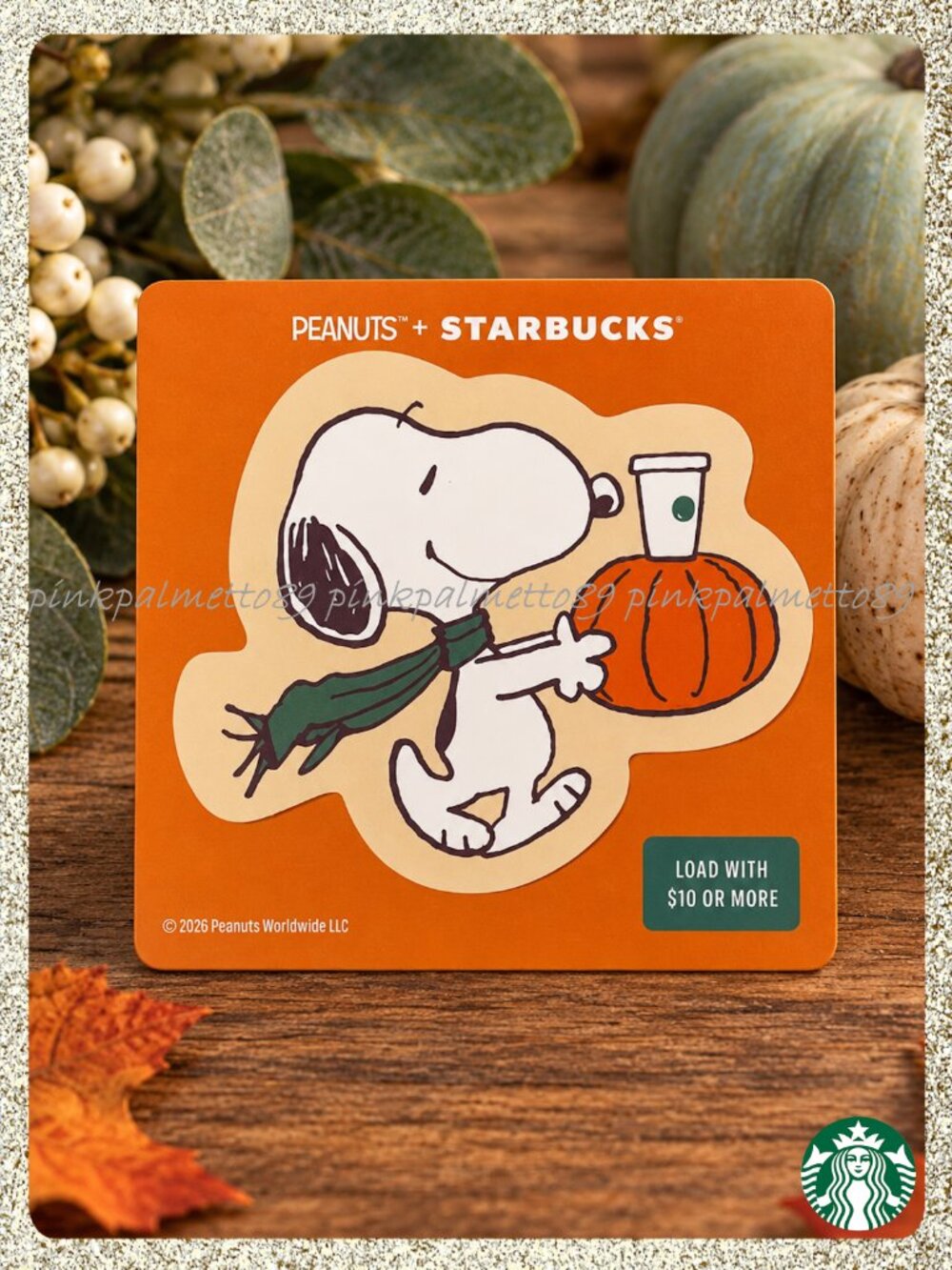 🍂🎃 2026 PEANUTS + Starbucks The Great Pumpkin Snoopy Die-Cut Gift Card MINT $0